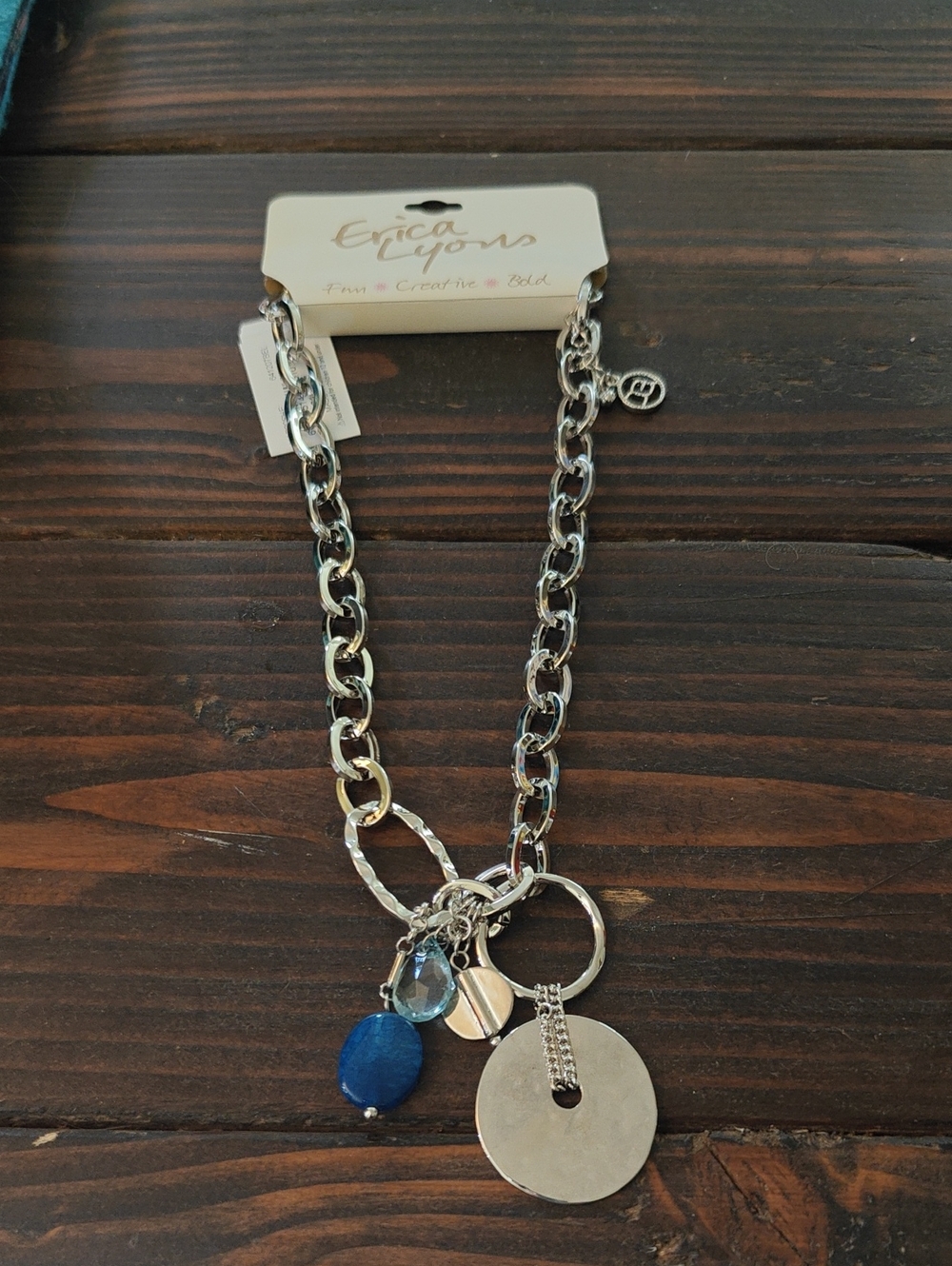 Erica Lyons Silver Necklace with Blue Charms AA22 6776